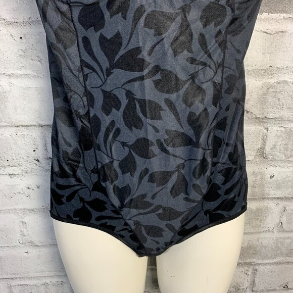 Vintage 80s Vanity Fair Floral Satin Teddy Shaper Bodysuit Lingerie - Picture 3 of 11